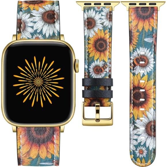 Apple Accessories - NEW Sunflower Leather Apple Watch Band